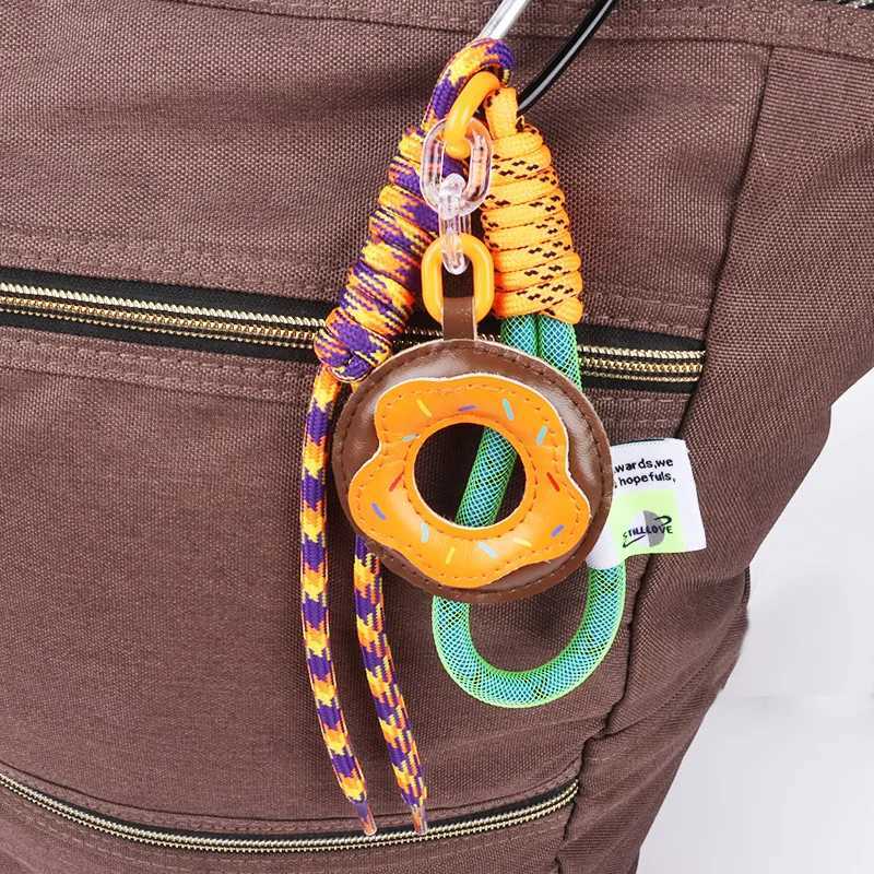 PU Donut Charms Keychain Braided Rope Bag Pendant Keyring Fashion Simple Bag Ornaments Decor Car Trinkets Accessories Gifts Z251023