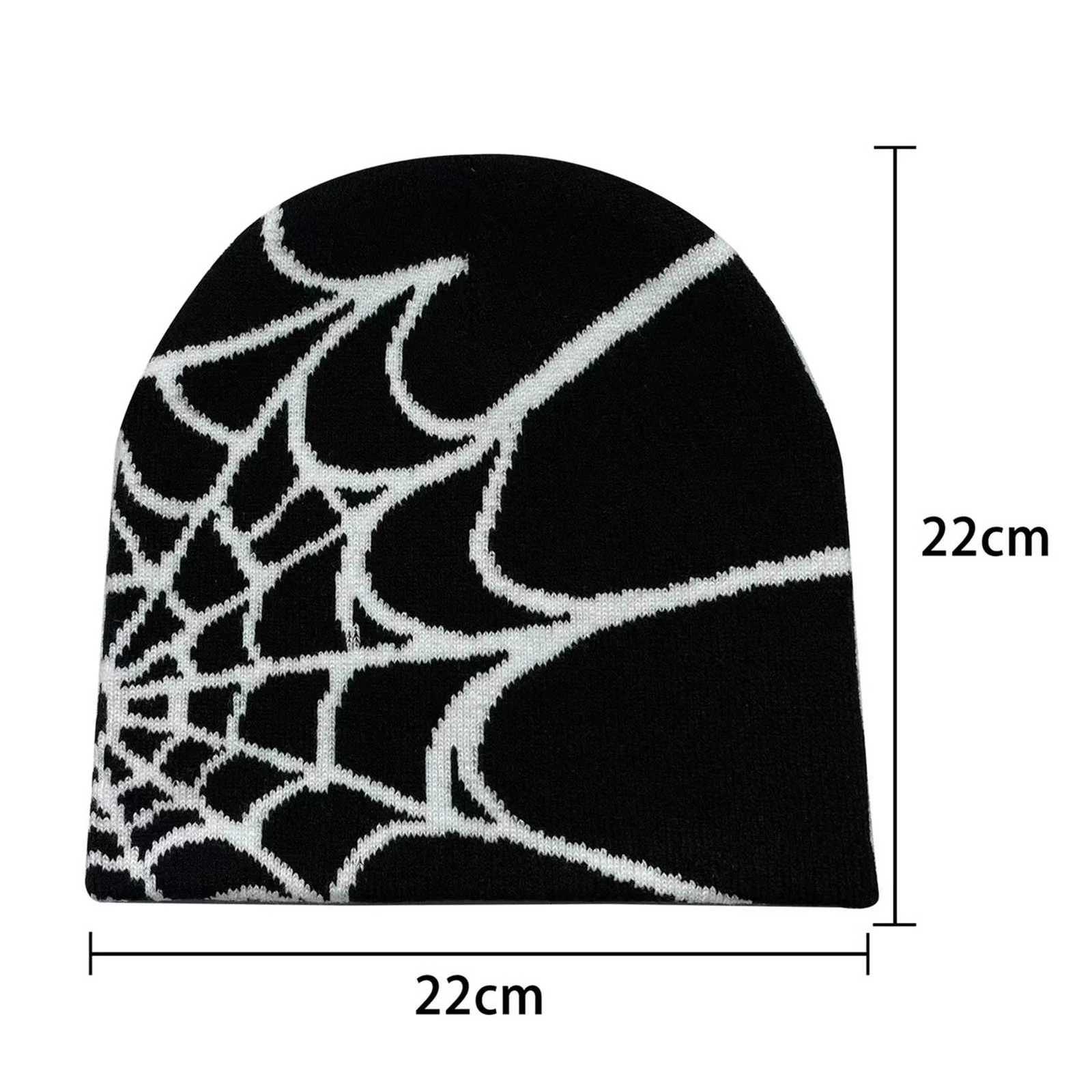 Winter Beanie Knit Hat Stretchy Helmet Liner Cozy Headwear Spider Web Print Rock Punk Ski Hat Skull Cap New Hiphop Street CapXJ251023