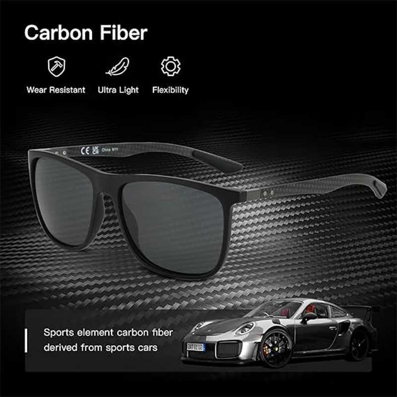 ZENOTTIC Square Polarized Sunglasses for Men Ultralight Carbon Fiber Sun Glasses Driving Fishing Golf Sport UV400 ProtectionW251023