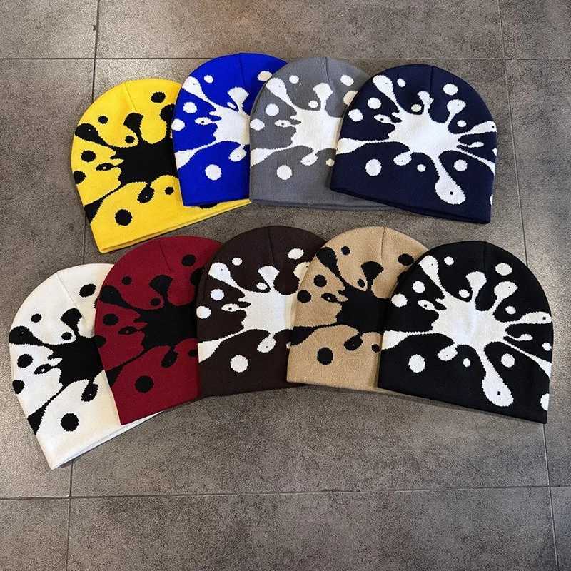 Water Drop Print Knit Beanie Men Women Soft Stretchy Skull Cap for Street Fashion Casual Outing Trendy Unisex Winter HatXJ251023