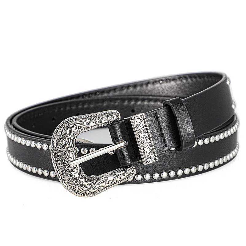 Mens and Womens Belt Fashion Rivet Punk Style Vintage Carved Buckle PU Leather BeltSubculture HipHop Y2k BeltFor Men WomenXJ251023