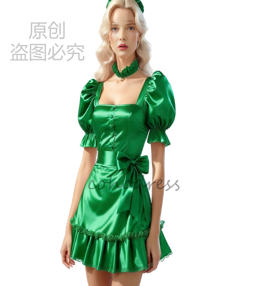 Sexy Blue Maid Cosplay Evening Dress 2026 Mini Short Silk Satin Prom Dress Elegant Costume Cocktail Petite Party Dress With Bow Elegant Vestio De Fies