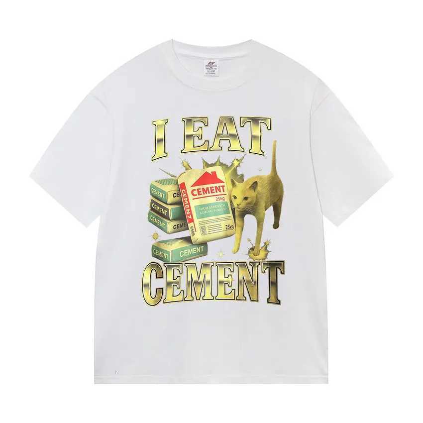 I Eat Cement Cat Funny Meme T Shirt Mens Women Harajuku Vintage Fashion Tshirts Casual Cotton Short Sleeve Tshirt StreetwearXJ251023