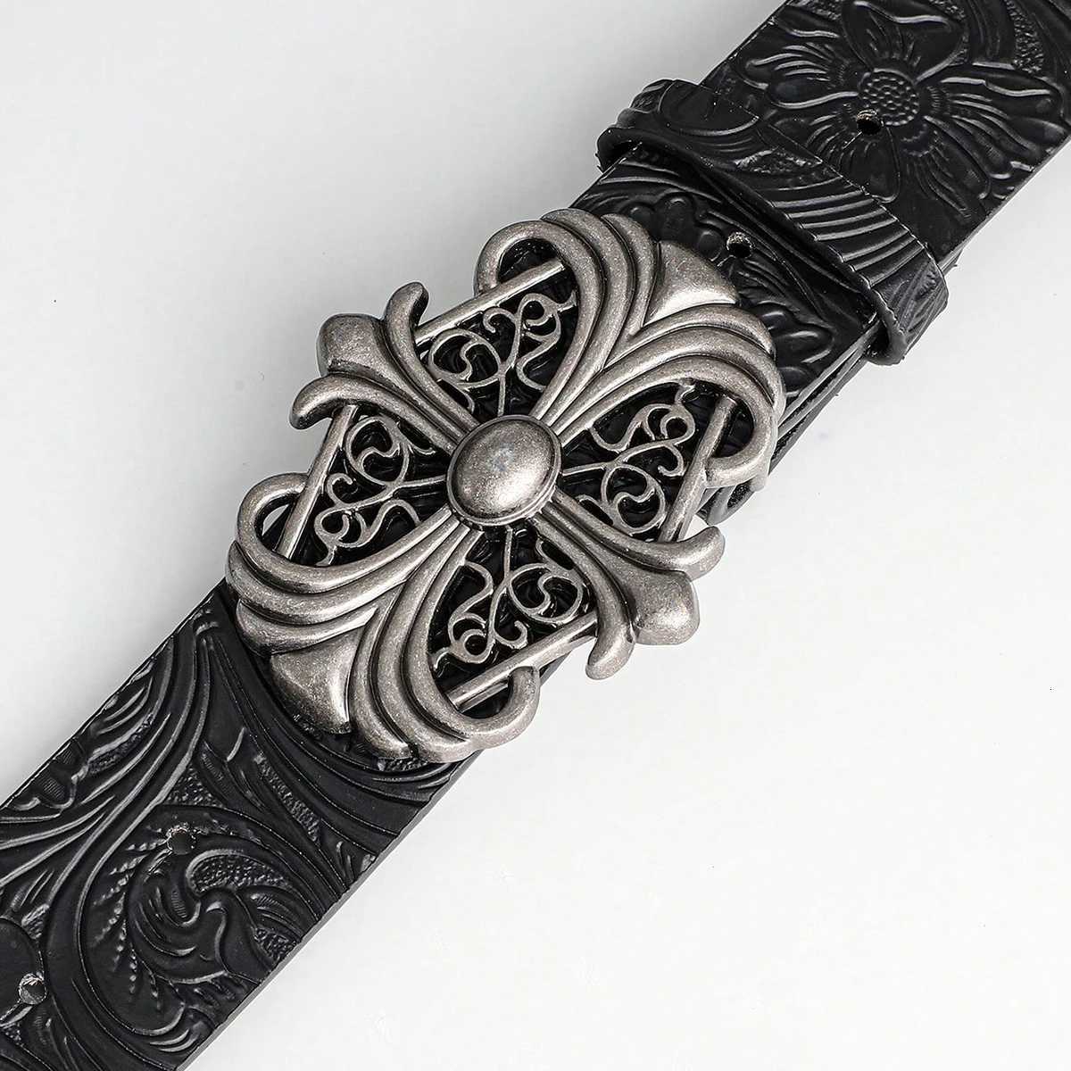 Retro Mens Belt Bohemian StyleChic Black PU Leather Belt Fashion Vintage Hollow Buckle Belt Punk Rock Y2K StyleFor Men WomenXJ251023