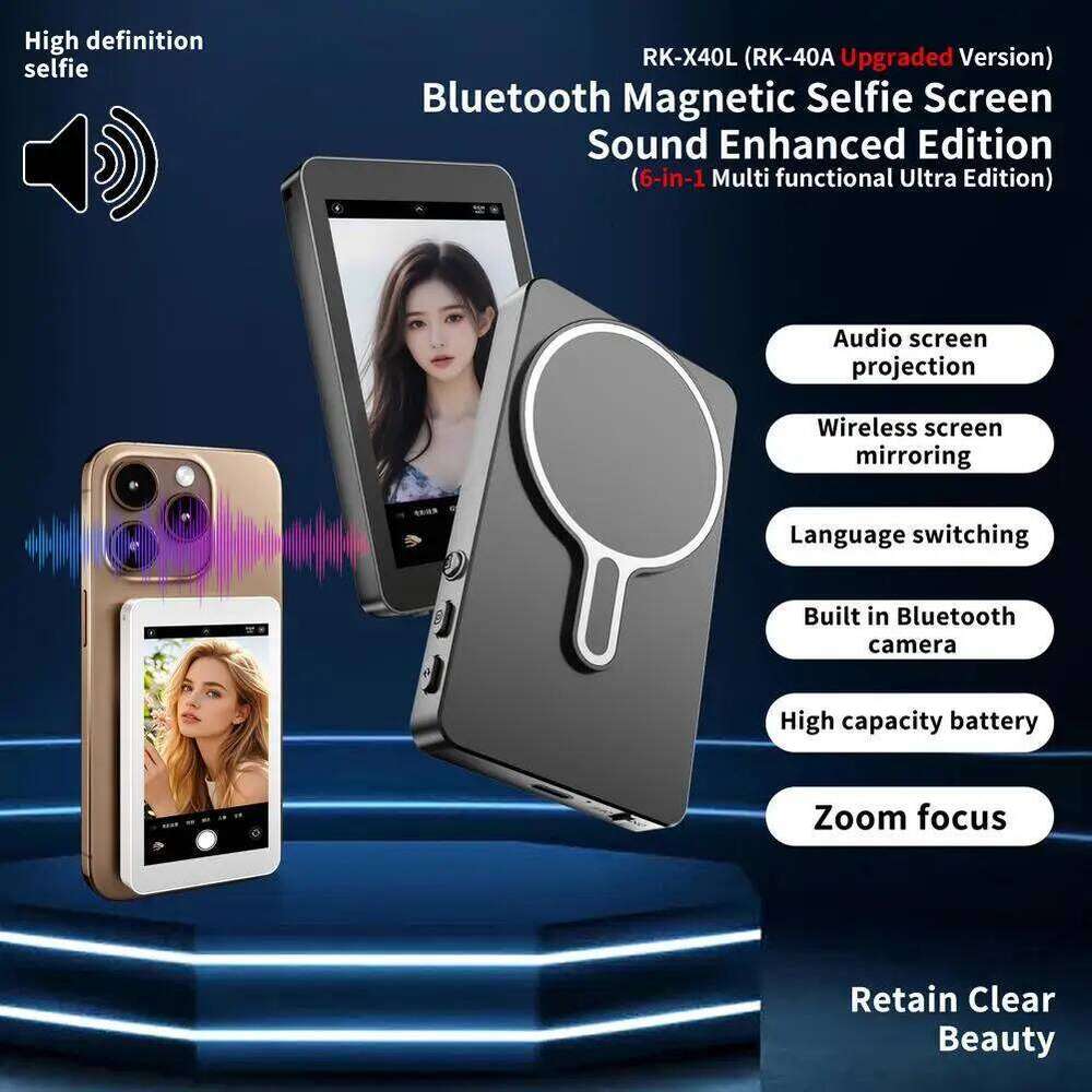 Magnetic Wireless Selfie Monitor Screen For IPhone Android, 3.94 HD Expansion Display Rear Camera Vlog Live Video Recording