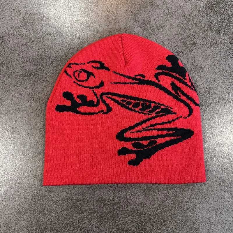 Tree Frog Print Beanie Men Women Stretchy Knit Skull Cap for Outdoor Sports Casual Streetwear Unisex Cuffed Winter HatXJ251023