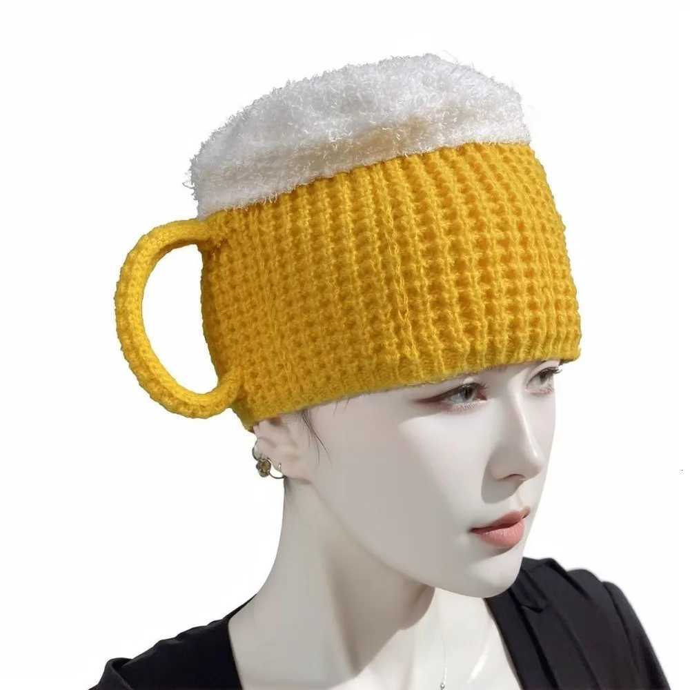 Creative 3D Beer Cup Hats Hairline Beanies Unisex Versatile Knitted Warm Ear Warmers Beer Lovers Pullover Cap Women MenXJ251023