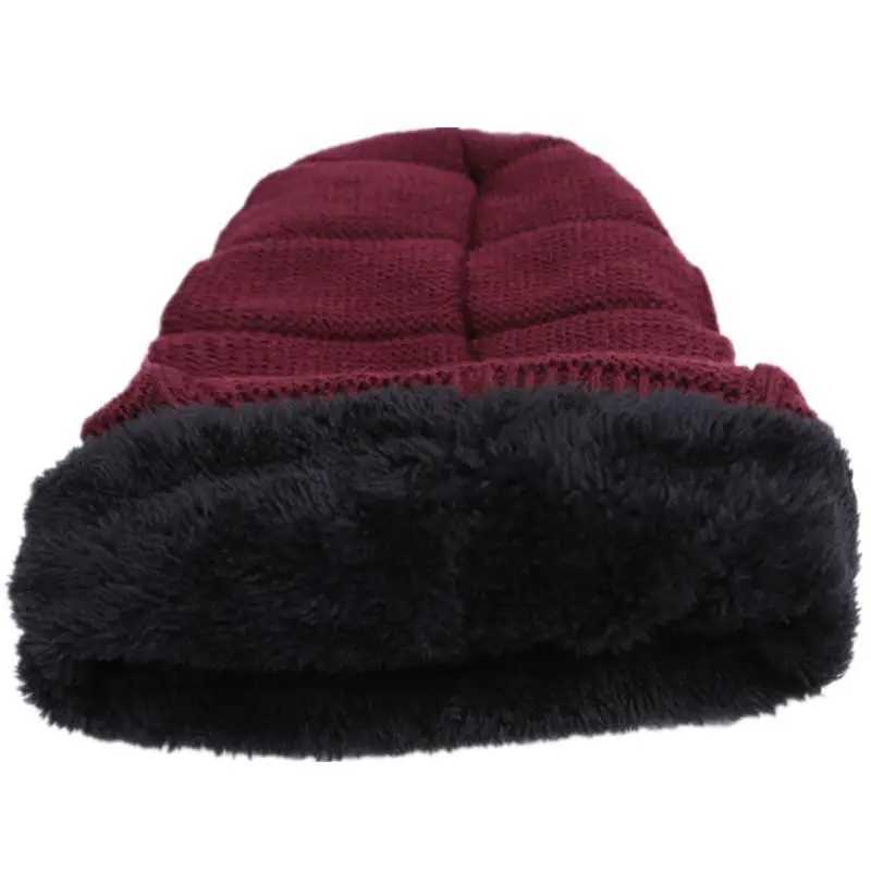New Unisex Warm Winter Hat Fashion NC Letter Label Knitted Hats For Men Women Add Fur Lined Thick Ski Beanie CapXJ251023