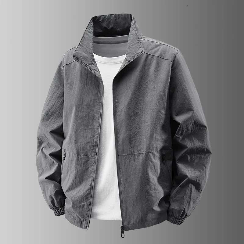 Autumn New Mens Jacket Lapel Collar Stylish Casual Outdoor Jackets Solid Color Breathable LIghtweight Basic Style Outwear W251023