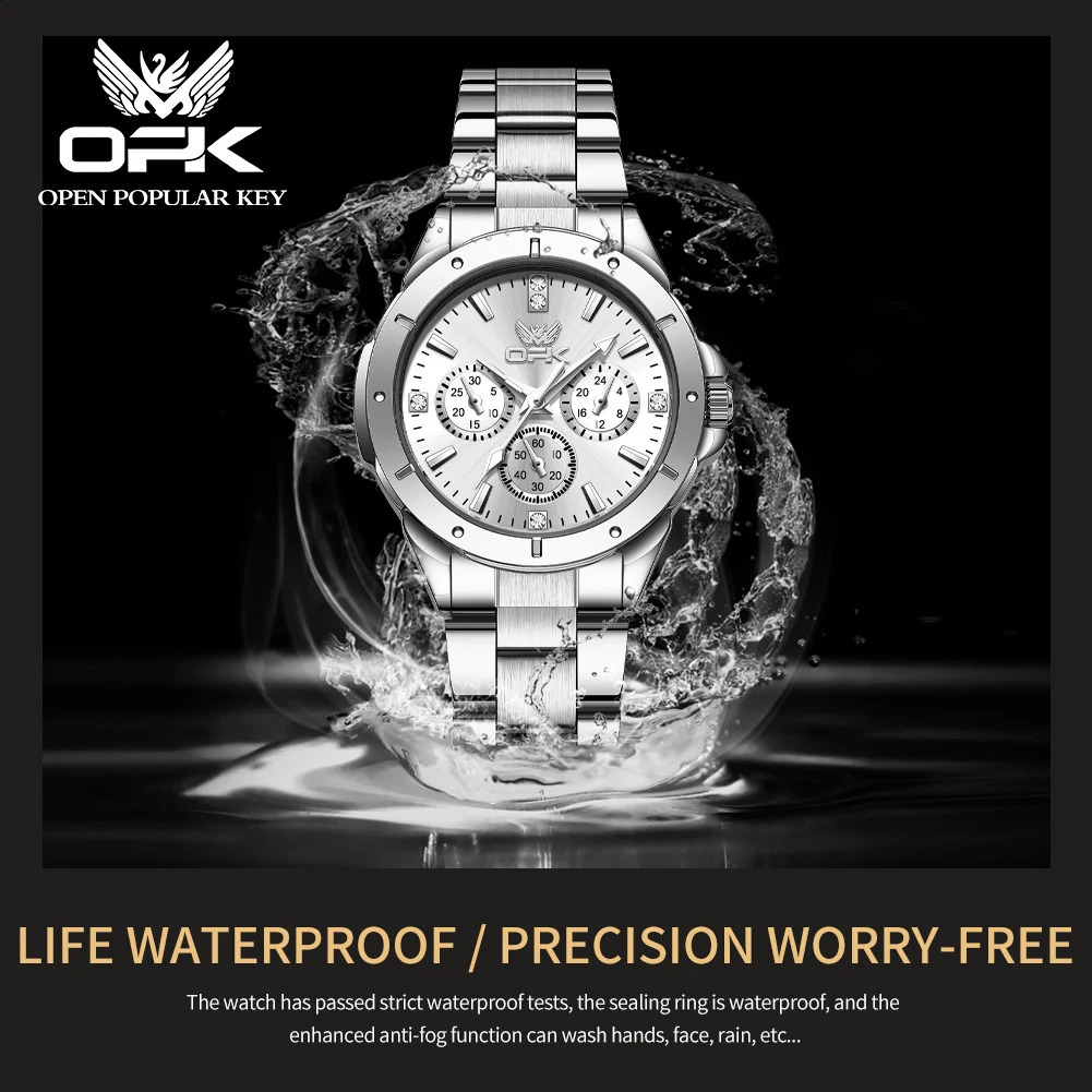 OPK luminous waterproof nail scale steel ladies quartz watch 6001 251021