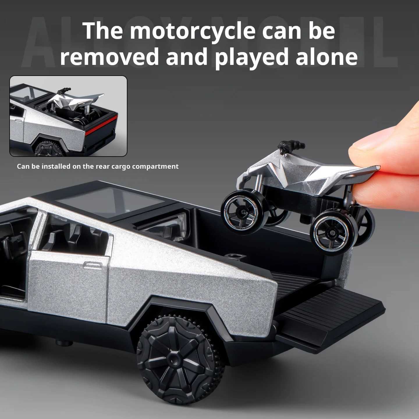 136 Cybertruck Toys Off Road Vehicle Die Cast Model Car Beach Motorcycle Hobby Collectible Birthday Gift For BoyT251023