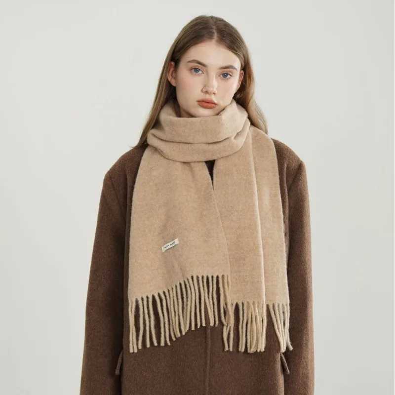 Korean Style Trendy Solid Fringed Scarf Women Men Unisex Minimalist Cozy Neck Wrap Female Male Thick Warm Muffler Autumn Winter J251113