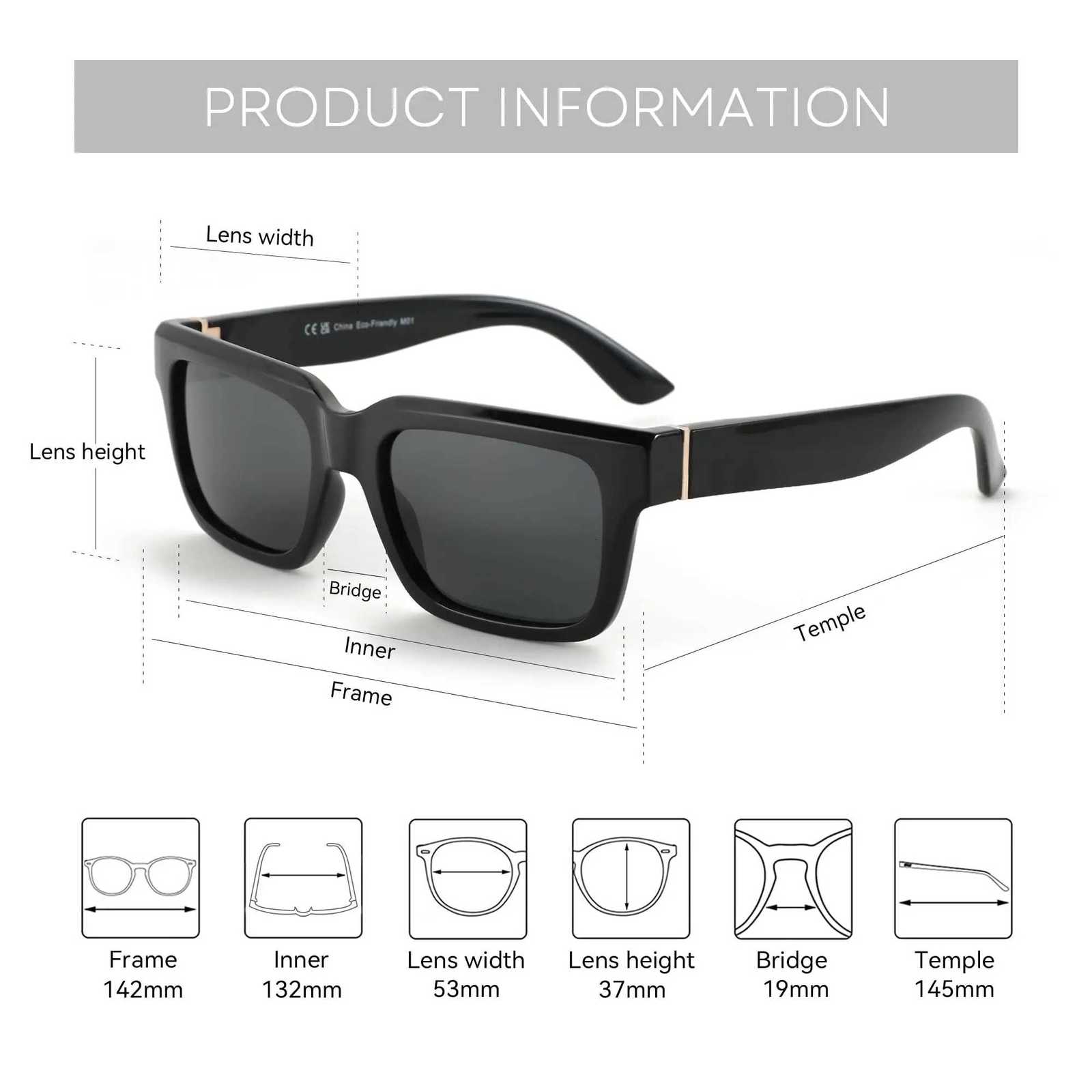 ZENOTTIC Rectangle Sunglasses for Men Women Polarized UV400 Protection Classic Trendy Driving Sun GlassesW251023