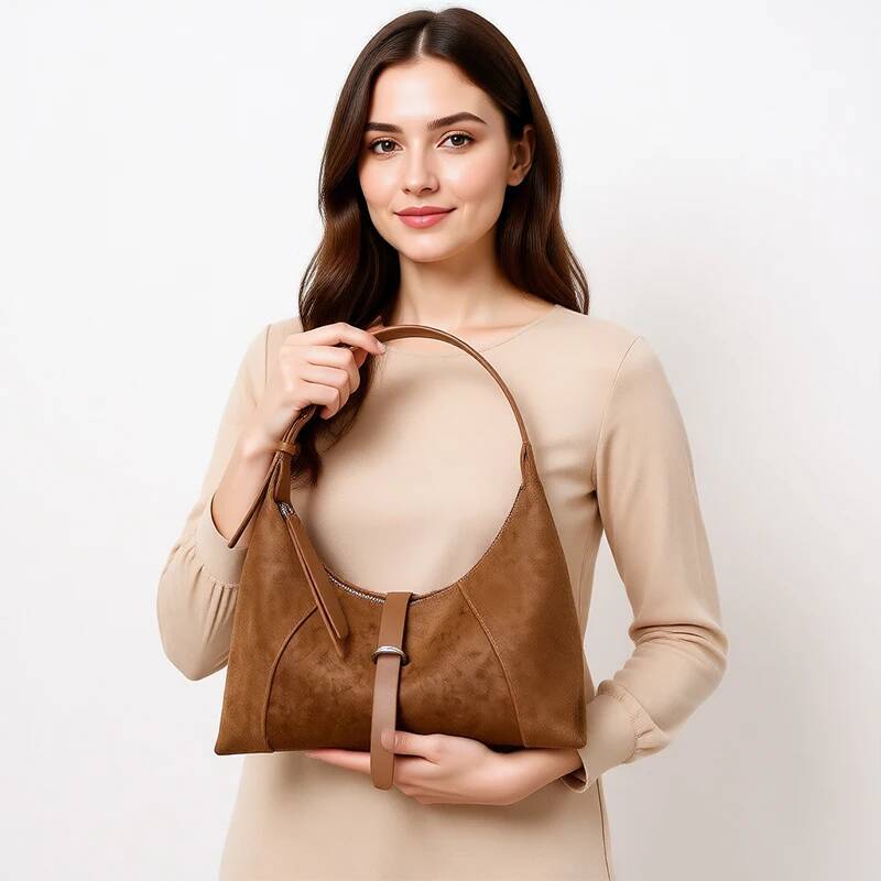 Suede leather autumn and winter new designer bag soft luxury handbag cowhide women's crossbody bag women's fashion trend commuting bag