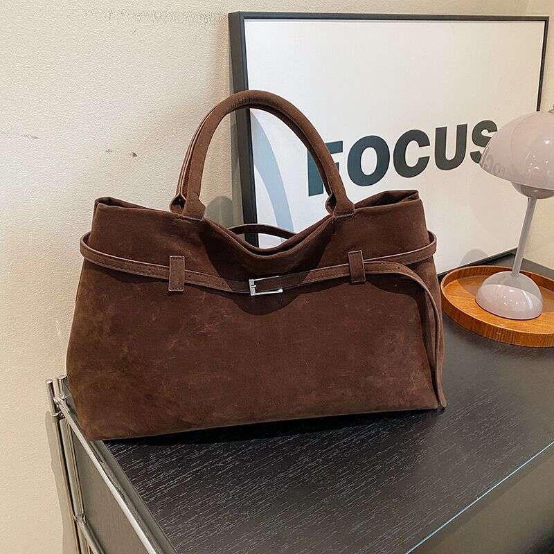 Large Capacity Suede Frosted Handbag With Row Tote Design, Elegant And High-End Shoulder Bag