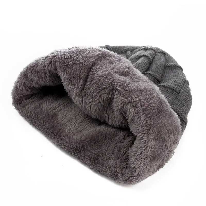 New Unisex Fleece Lined Beanie Hat Knit Wool Warm Winter Hat Thick Soft Stretch Hat For Men And Women Fashion Skullies BeanieXJ251023