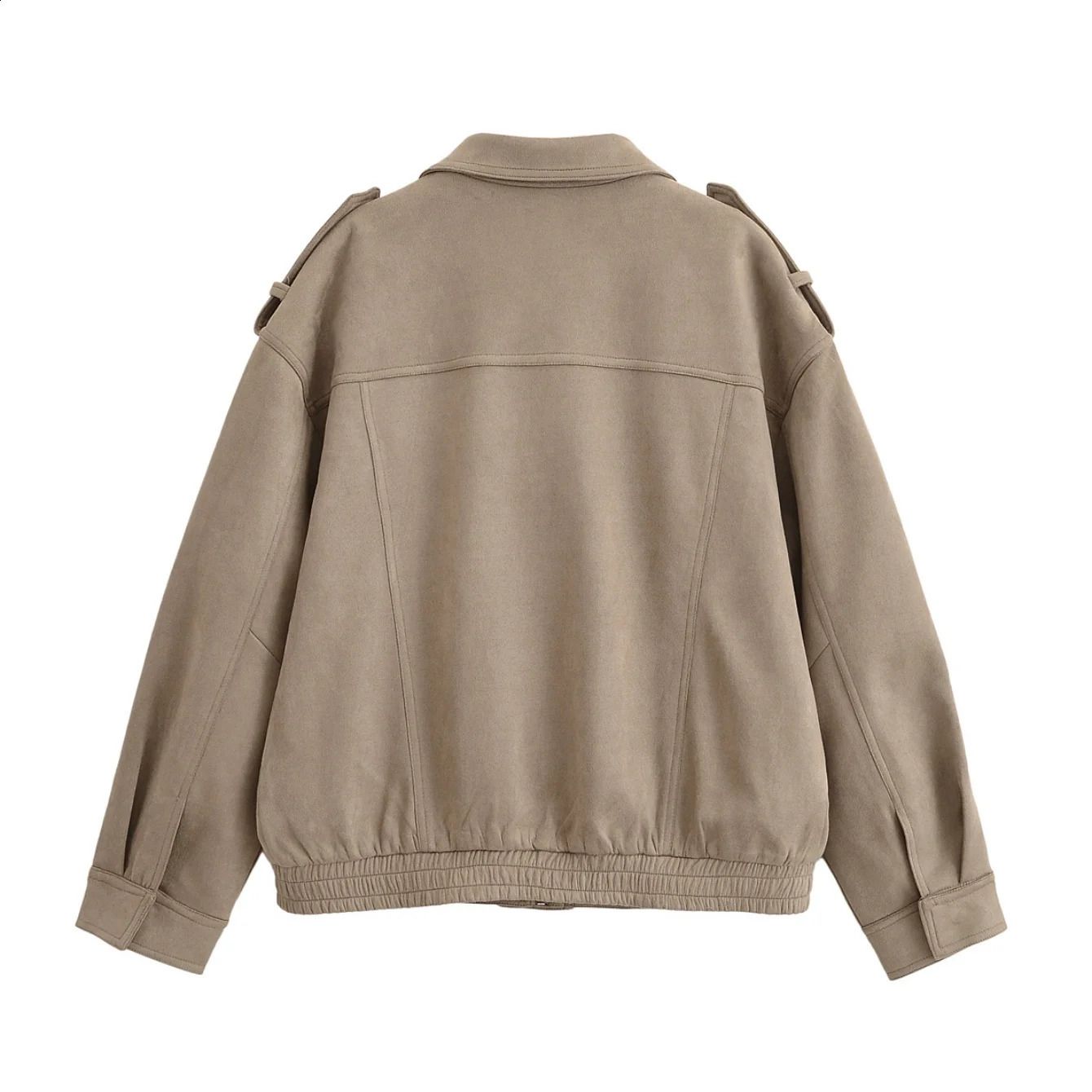 Women Suede Jacket Coat Fall Winter Fashion Zipper Pockets Loose Coats Chic Female Leisure Outerwear Woman clothing 251013