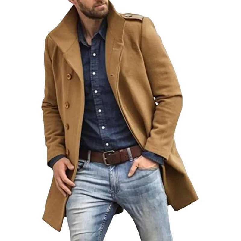 British Jackets Man Long Outerwears Coat Lapel Trench Solid With Mans Clothing And Wool Blends Mens Jackets Coat W251023