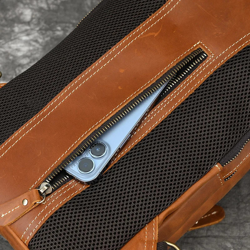 Luufan Mens Chest Bag Genuine Leather Shoulder Messenger Bag Male Sling Bags Travel Day Pack Tablet Crossbody Summer Bag251023