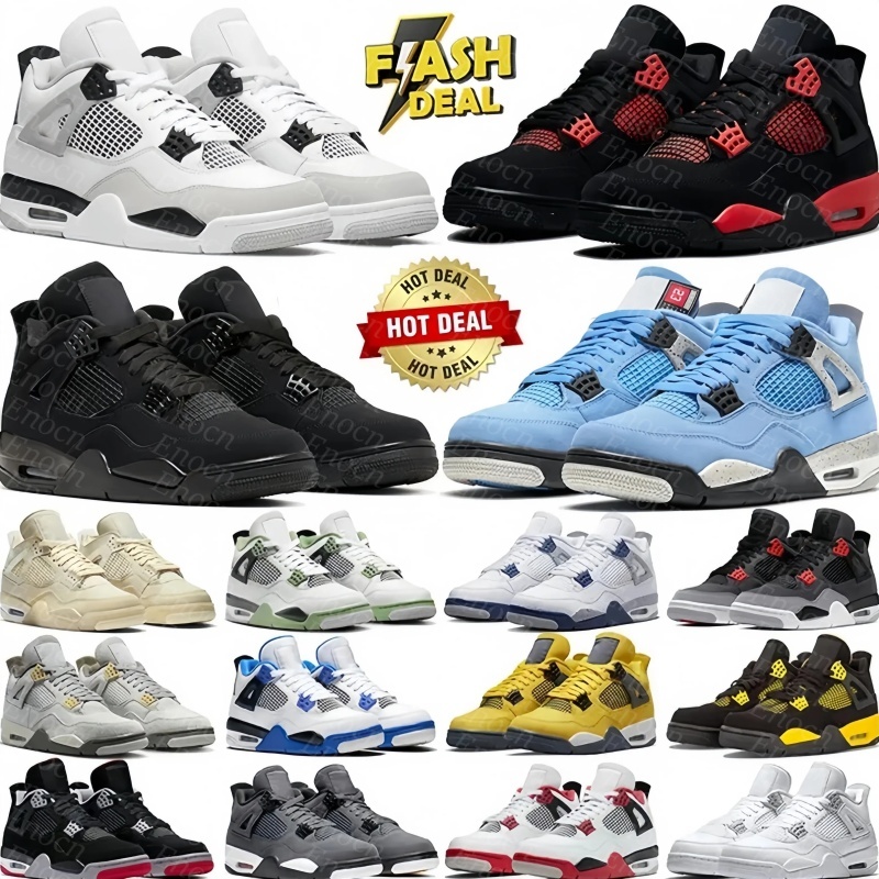 Designer 4 Basketball shoes Men Women 4s Sneakers Worn Blue Panda Military Black Cat 2025 Purple Thunder Cool Grey Bred Sports Mens Trainers Sneaker Size 36-46