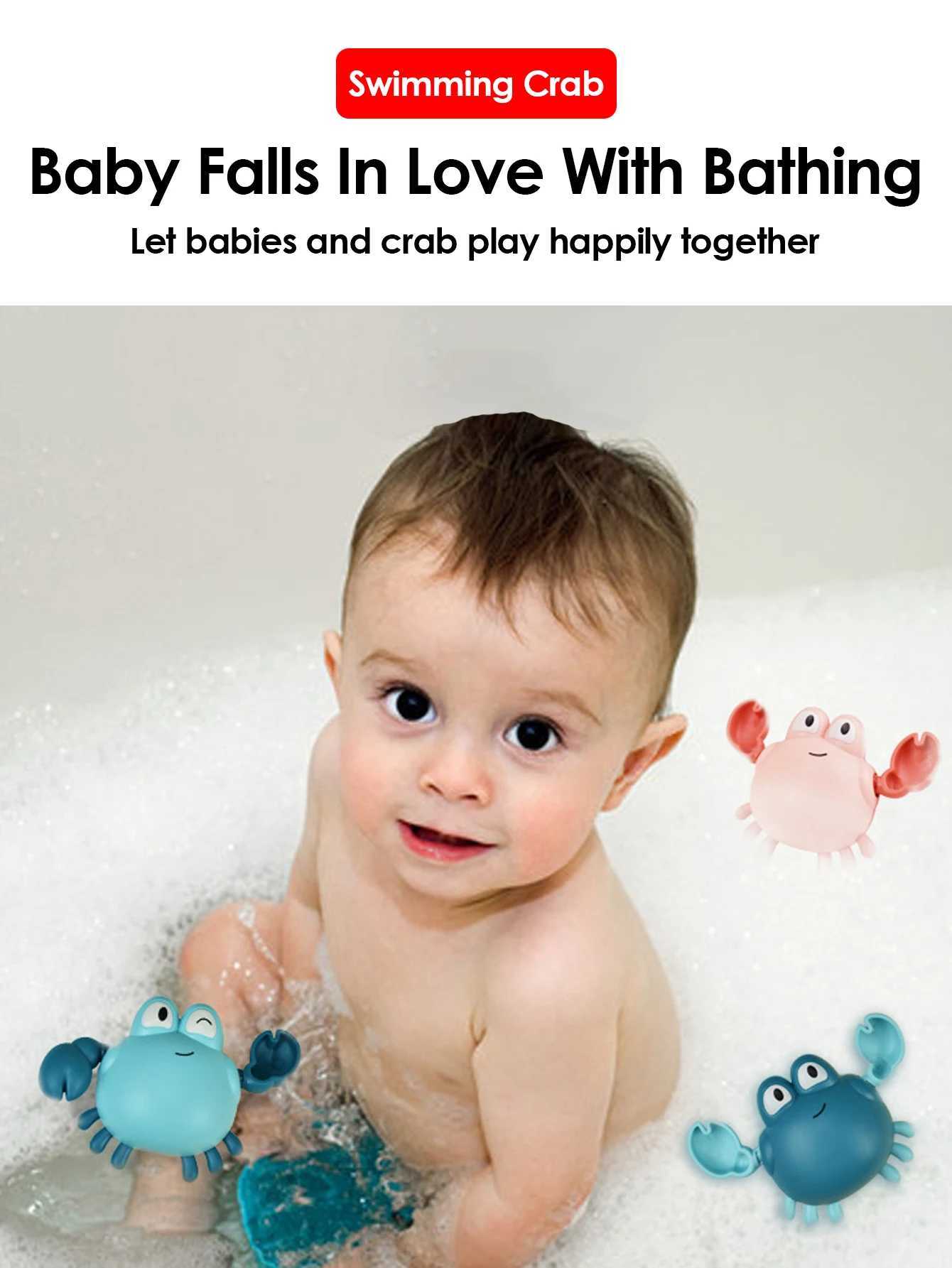 2Pcs Baby Toys Bathing Cartoon Animal Crab Swimming Pool Water Play Game Chain Clockwork Bath Toys For Children J251023