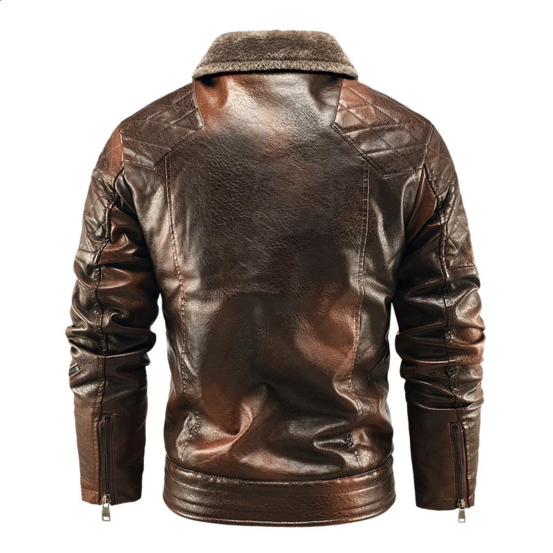 Winter Fleece Keep Warm Men Coat Fashion Removable Collar Tops Outdoors Loose Thickening Solid Lapel Leather Jacket 251023