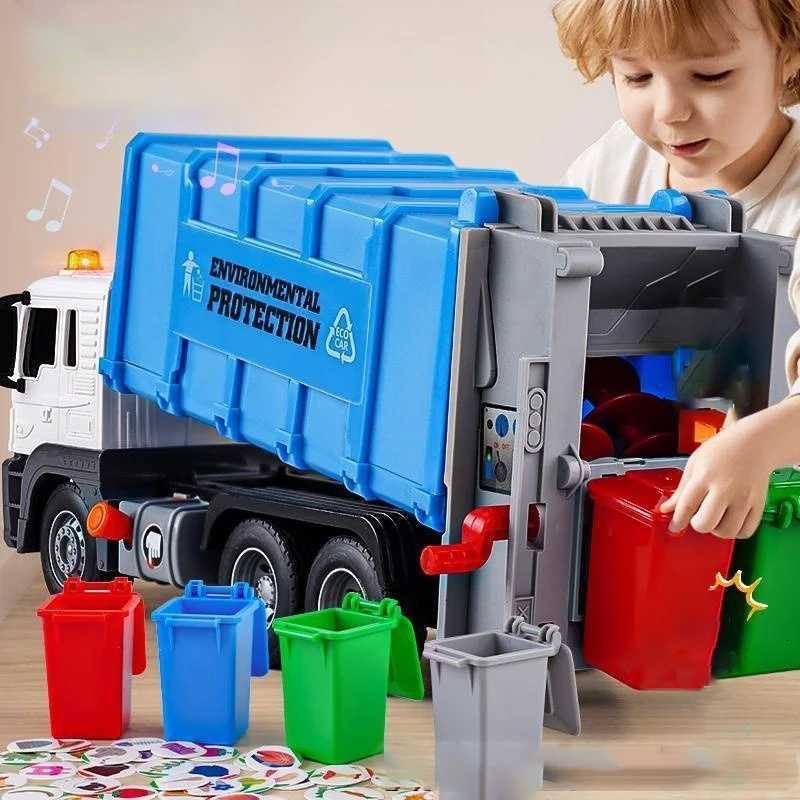 New Children Toys City Garbage Truck Model Diecast Plastics Garbage Sorting Sanitation Vehicle Car Sound Light Kids Xmas GiftsT251023