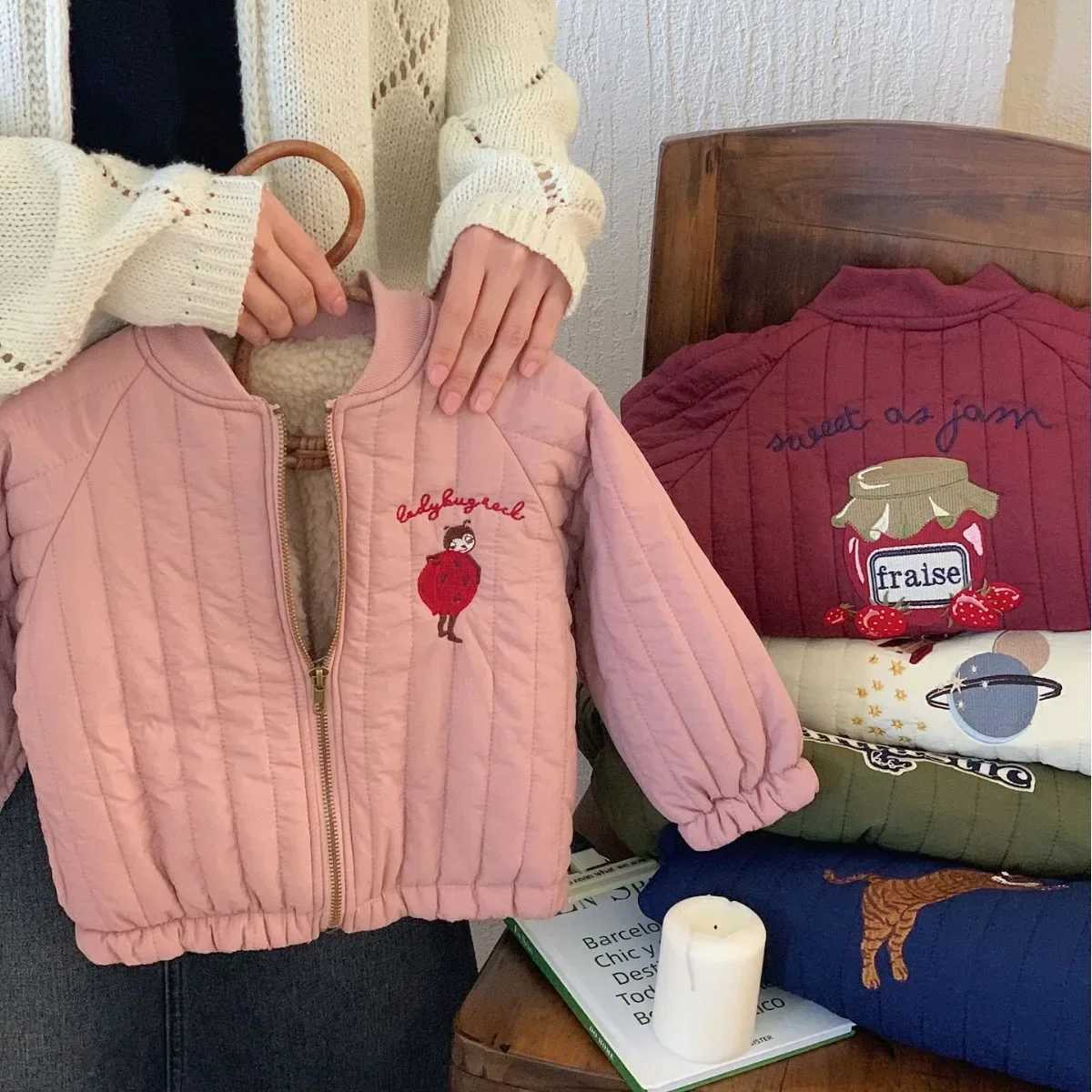 2025 Winter Plush Kids Jacket Cartoon Print Thcken Cotton Childrens Outerwear Coat Warm Girls Cotton Coat Boys Baseball Coat Y251023