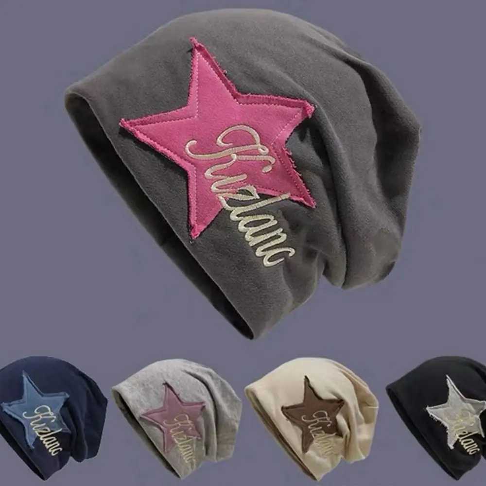 College Style Ear Protection Y2k Autumn and Winter Star Sticker Women Warm Cap Beanie Hat Letter Hat Korean Style CapsXJ251023