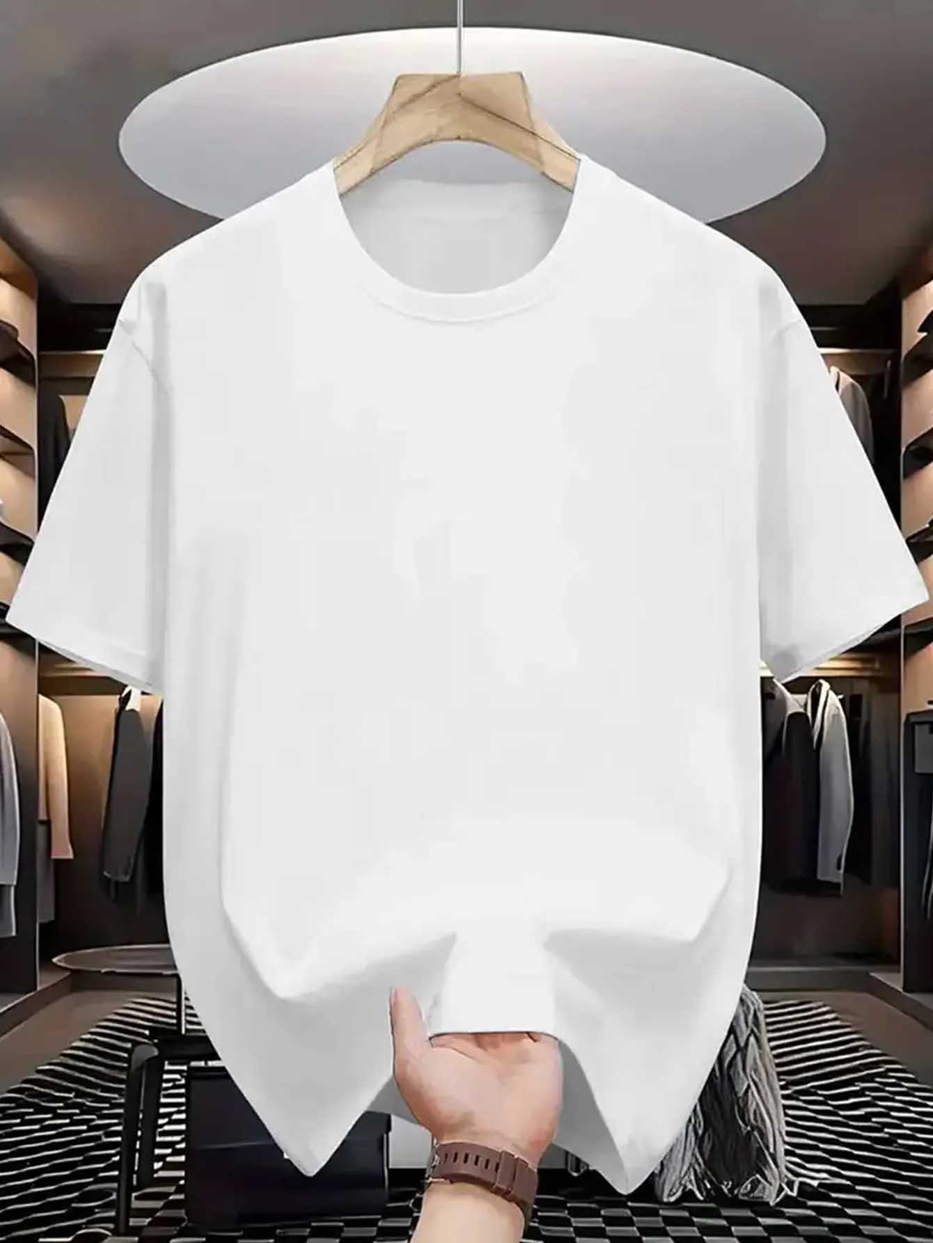 Mens TShirts Soft Breathable Polyester Crewneck Tees in Navy White Lightweight Summer Shirts for Everyday Formal WearXJ251023