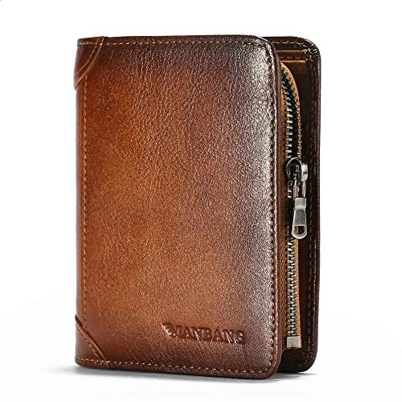 ManBang Genuine Leather Men Wallet Small Mini Card Holder Male Wallet Pocket Retro purse wallet for men High Quality251023