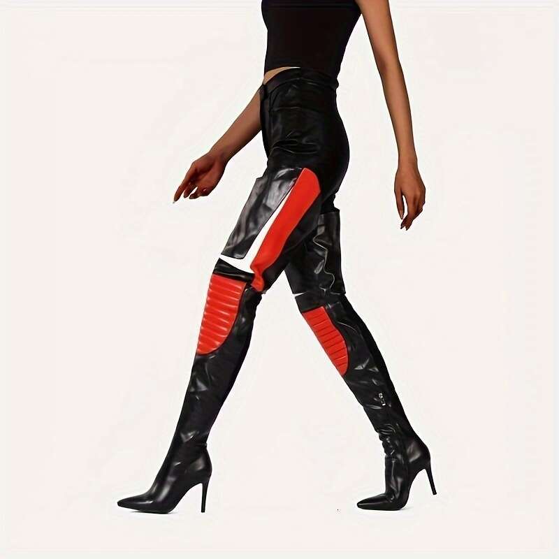 2026 Slender High Heels With Color Matching Knee Length Boots
