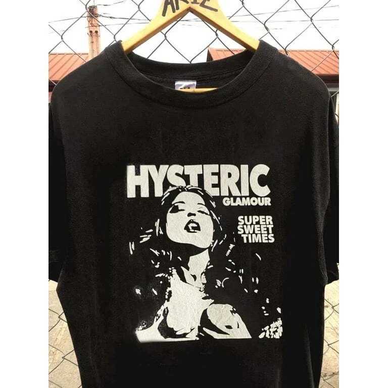 Hysteric Glamour 90s Retro Style Charcoal Reprint T shirt For Men Women Graphic Short Sleeve Shirt Unisex Men Women SummerXJ251023