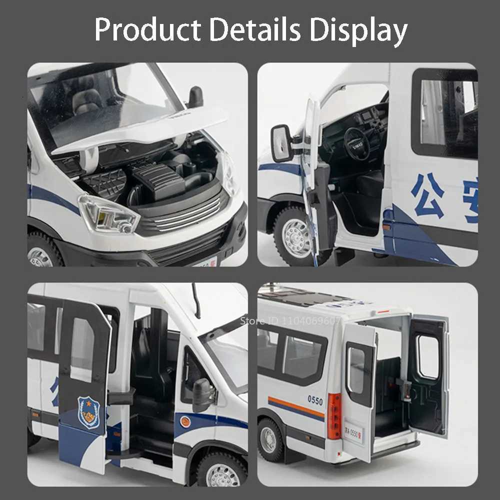 124 YWK Police Car Alloy Diecast GP Models Toys Doors Opened Sound Light Pull Back Miniature Models Collectible Ornaments GiftsT251023