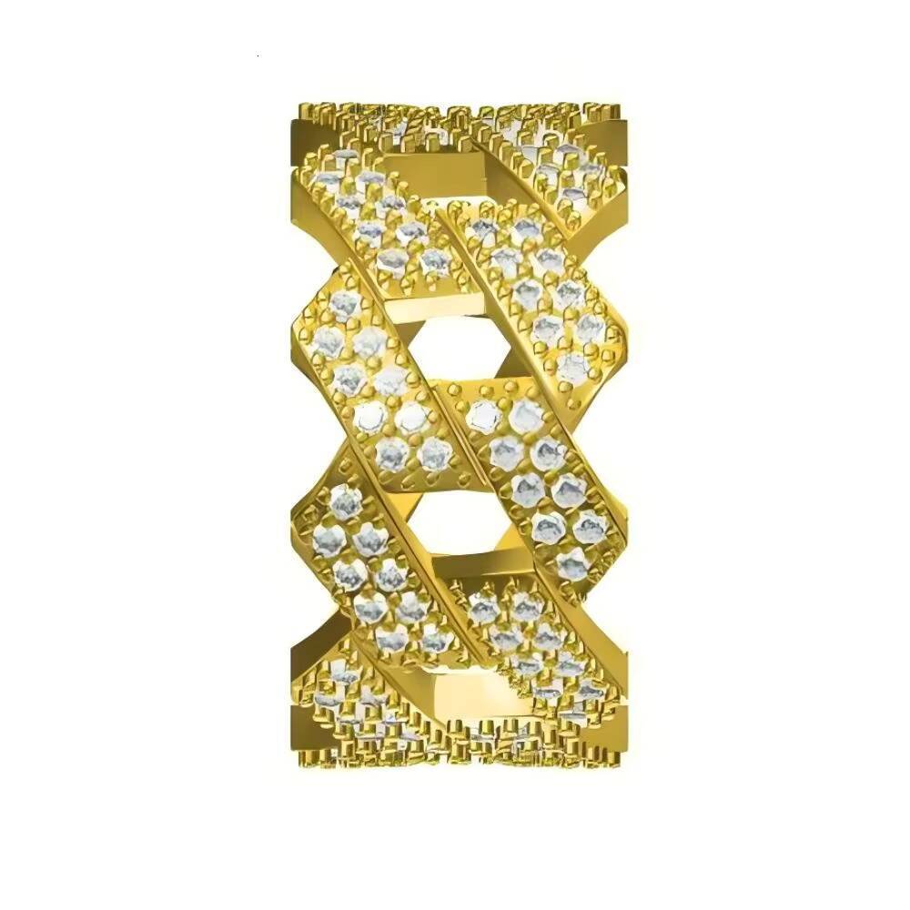 Mens 925 Silver Engagement Ring with Round Zircon and Moissanite Hiphop Cuban Style Cubic Zirconia Diamond Ring