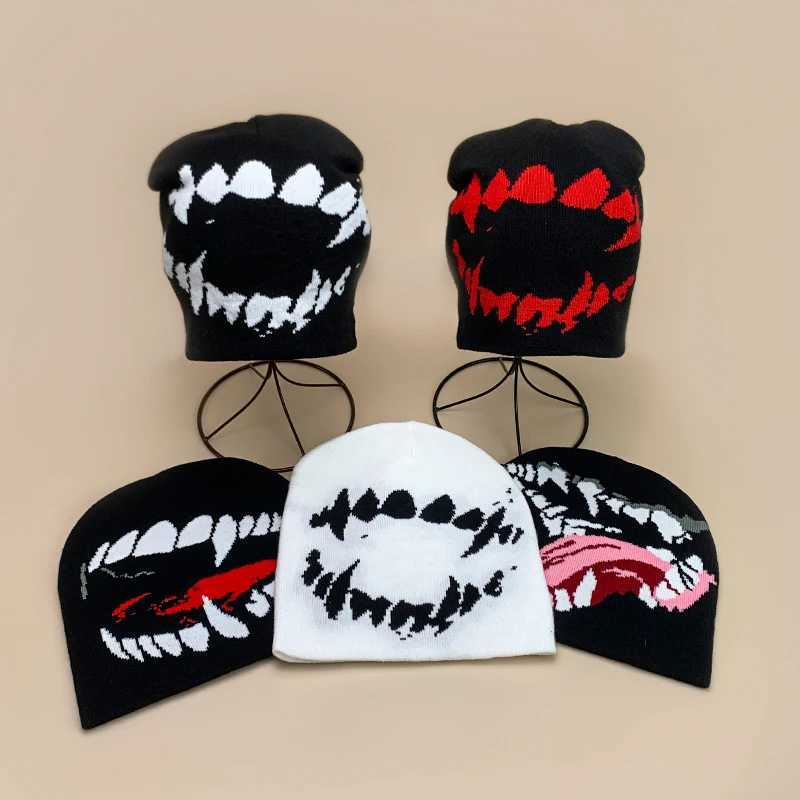 American Style Devil Hip Hop Knitted Hats Autumn and Winter New Unisex Funny Warm Personal Versatile Street Fashion ins BeaniesXJ251023