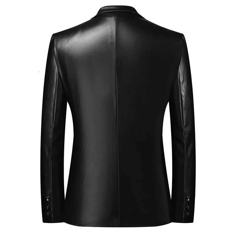 Mens PU Leather Jackets Autumn Winter Turn Down Collar Motorcycle Outerwear Men Solid Loose Casual Leather Blazer Plus Size 8XL W251023