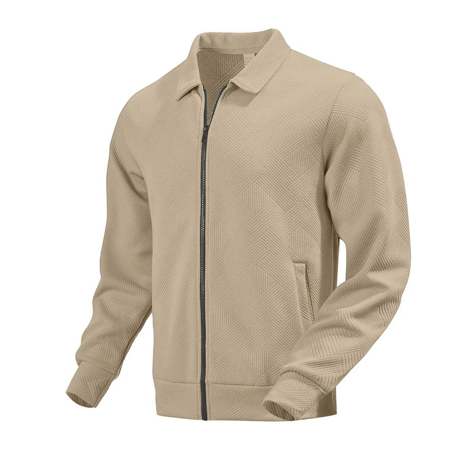 Mens Autumn Leisure Knit Zipper Cardigan Slim Jacket Business Casual Polo Collar Jackets Outdoor Sports Zipper Cardigan Coat W251023