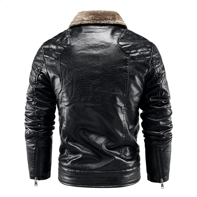 Winter Fleece Keep Warm Men Coat Fashion Removable Collar Tops Outdoors Loose Thickening Solid Lapel Leather Jacket 251023