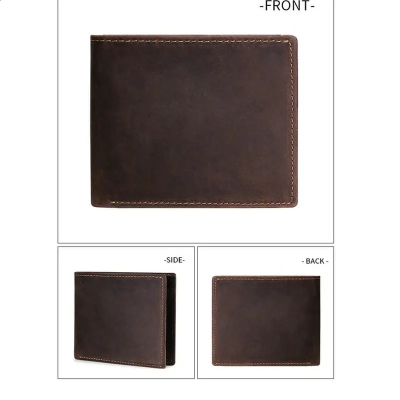 GENODERN Mens Leather Wallet Business Fashion Retro Crazy Horse Leather Wallet251023