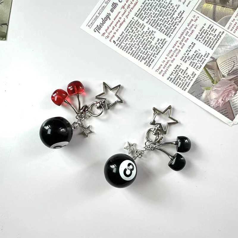 1PC Fashion 8 Ball Fruit Cherry Star Keychain Phone Accessories Y2K Handmade Creative 8 Ball Cherry Keychain Accessories Z251023