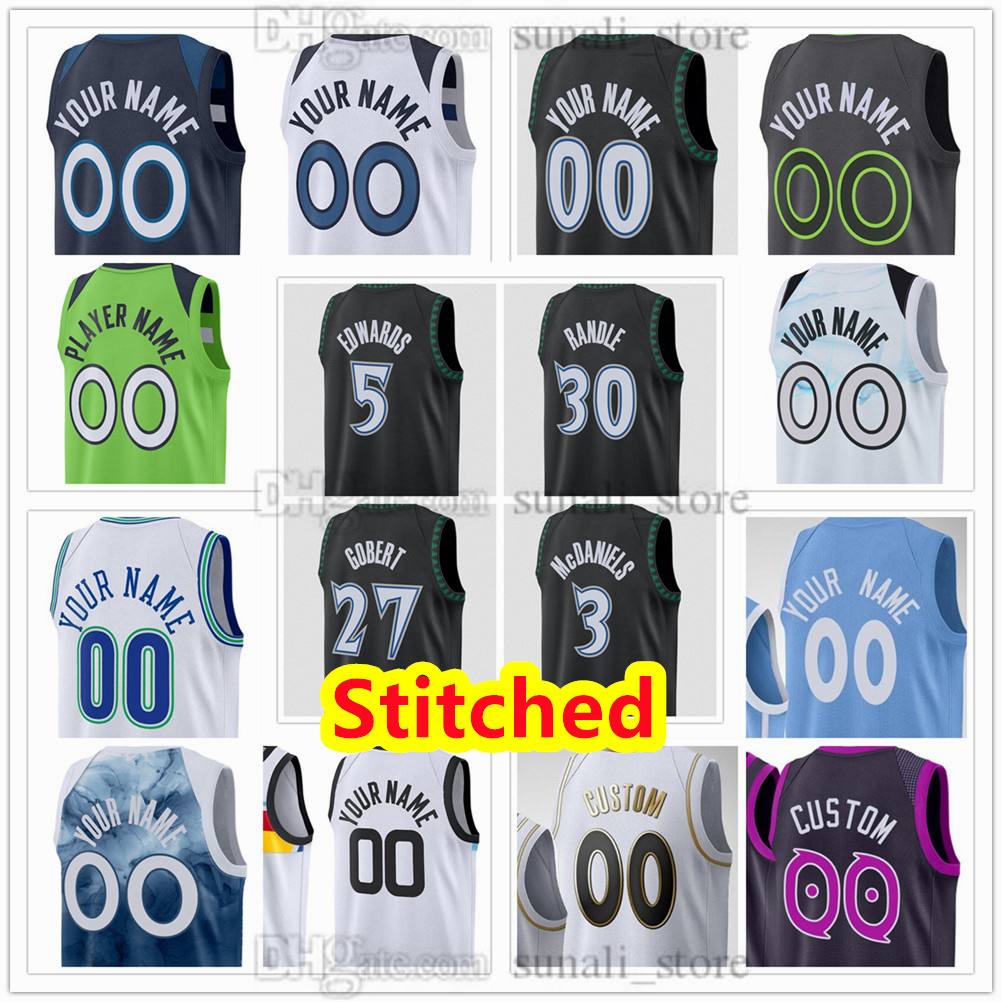 Stitched Men's XS-4XL Basketball Jerseys Anthony 5 Edwards Julius 30 Randle Donte 0 DiVincenzo 27 Gobert Naz 11 Reid Mike 10 Conley Jaden 3 McDaniels Robert 4 Dillingham