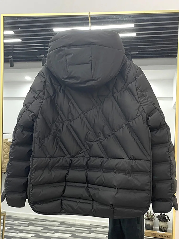 Lagabogy Winter Women 90 White Duck Down Coat Female Stand Collar SingleBreasted Puffer Jacket Casual Loose Hooded Parkas 251022