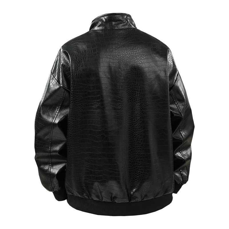 Men Fashion Trend Autumn Winter Outdoor Highquality Imitation Leather Jacket Comfortable Stand Up Collar Handsome Leather Jacket W251023