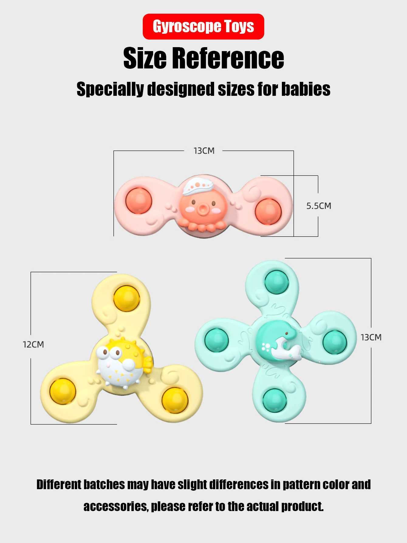 3PcsSet Baby Bath Toys Funny Bathing Sucker Spinner Suction Cup Cartoon Rattles Fidget Educational Toys For Children Boys Gift J251023