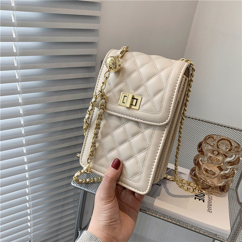 Luxury Brand Designer Bag Style Phone Bag For Women 2024 New Crossbody Fashion Quilted Small Gold Ball Chain Bag Single Shoulder Ladies Small Bag