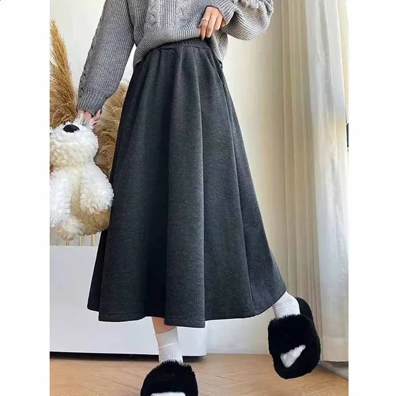 Smvp High Quality Knitted Long Skirt Women Autumn Winter Thick Warm ALine Female Solid Casual Wild Waist Skirts 251022