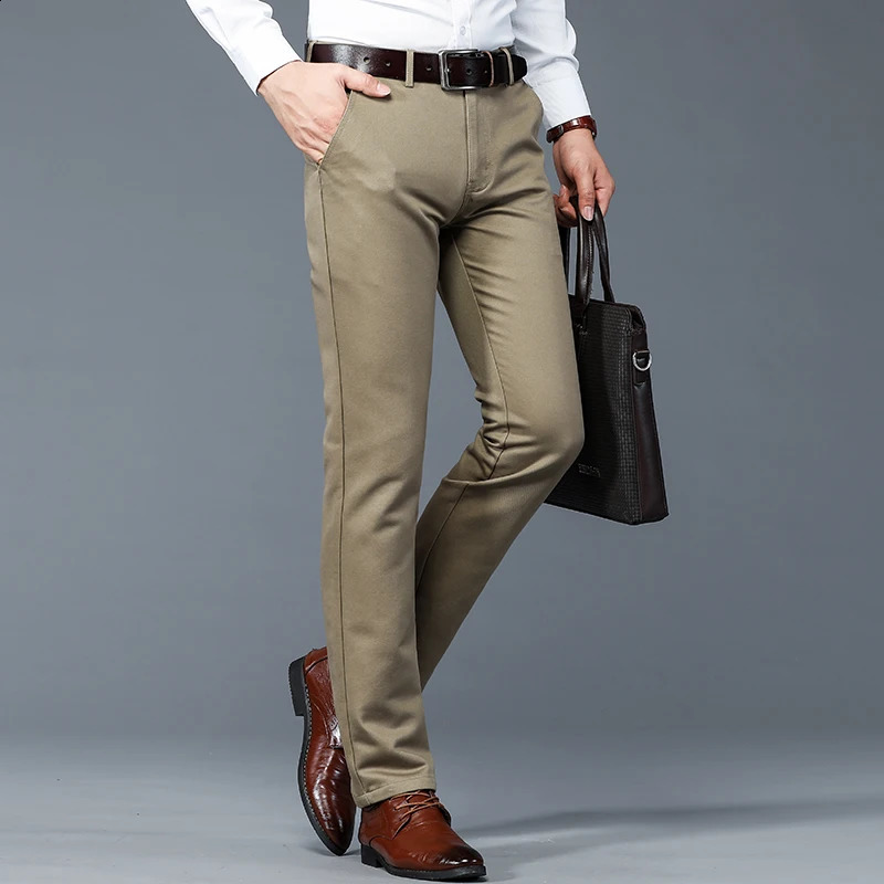 6 Colors Male Autumn Winter Casual Pants Chic Straight Formal Office y Trousers Fashion Elastic Men Business Suit 251023