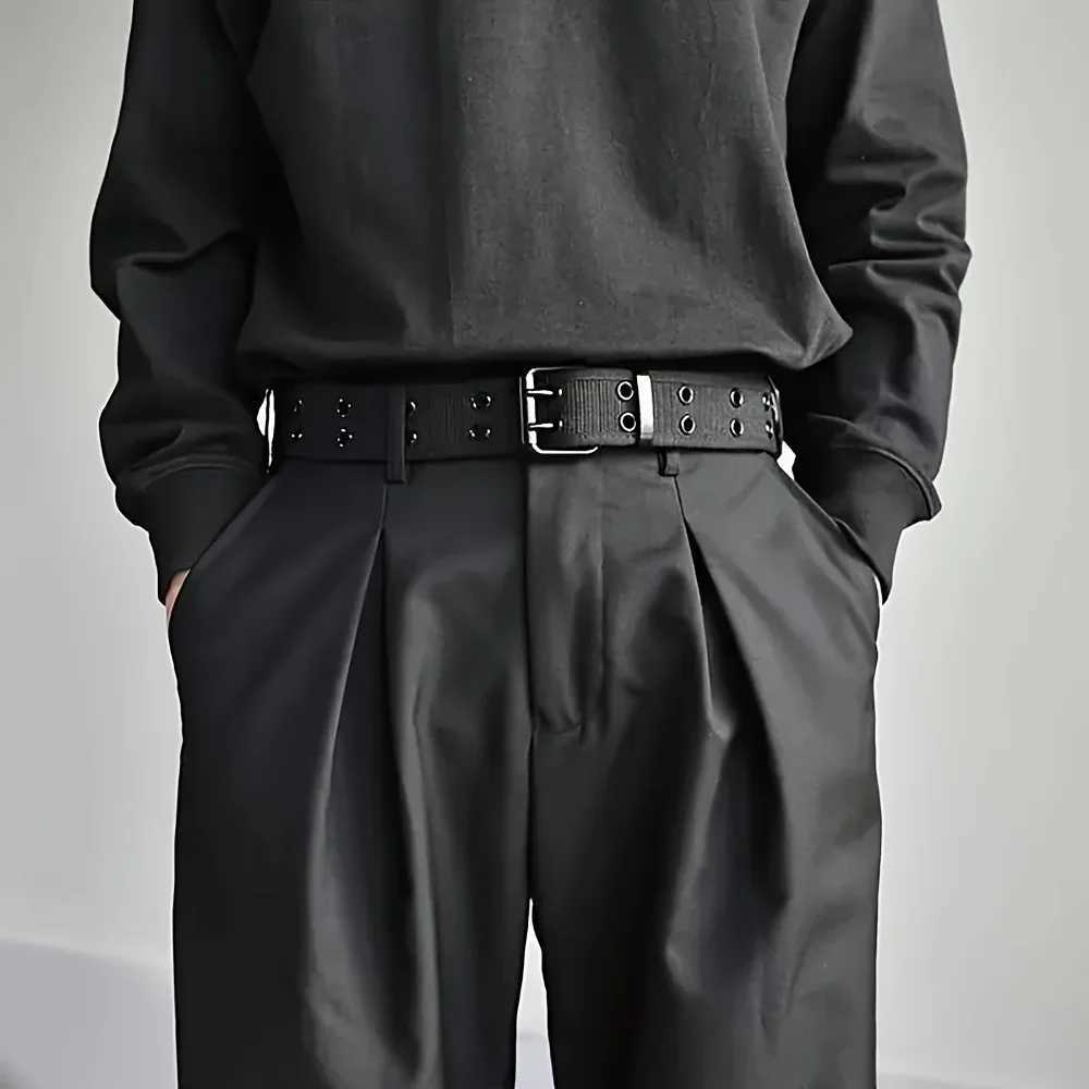 1pc Mens Double Hole Pin Buckle Belt For Outdoor Sports Suitable For Both Men And WomenXJ251023