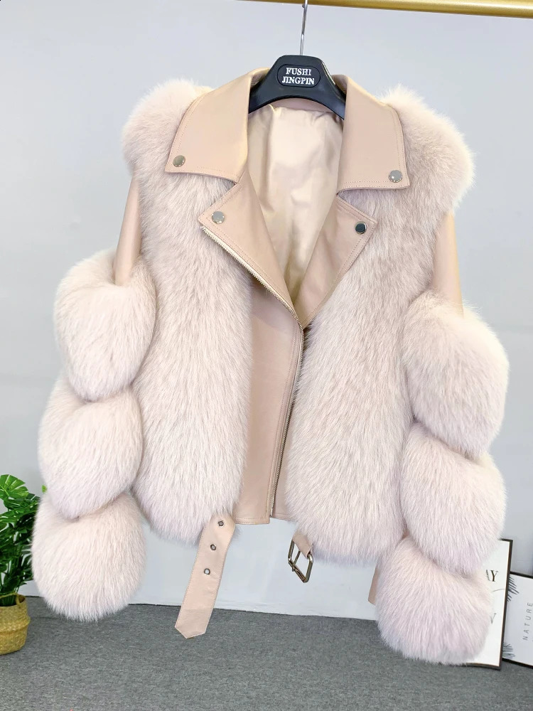 Winter Fox Fur Coats With Genuine Sheepskin Leather Wholeskin Natural Jacket Outwear y Women 251022